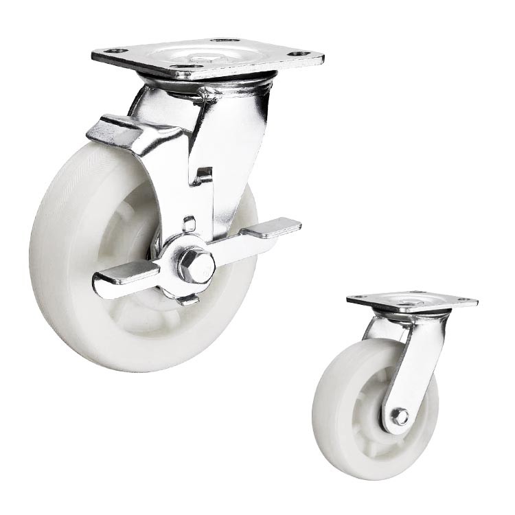 400kg Loading 4 Nylon Heavy Duty Casters With Side Brake Wholesale for sale
