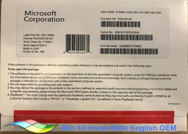Quality Full Version Windows 10 Home Product Key / Win 10 Pro Software/Windows 10 Home Product Key/ Windows 10 Home License for sale