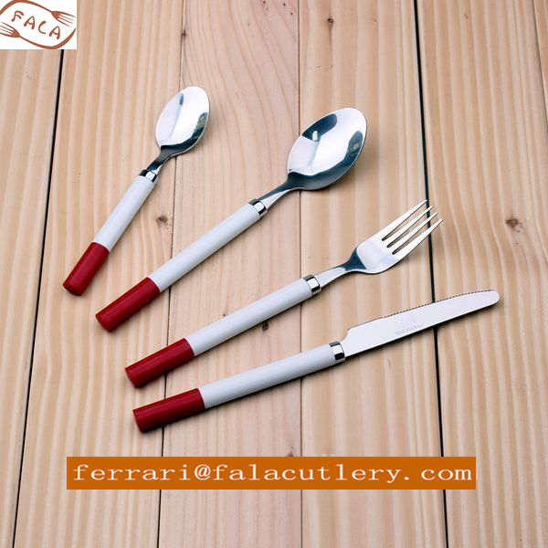 China Cute Child Dinner Spoon Knife Fork Plastic Handle Cutlery Set on sale