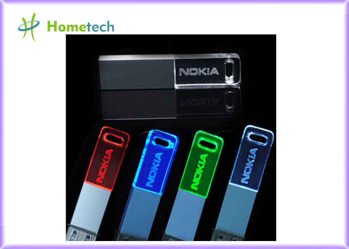 China 3D customized logo crystal glass 8gb usb flash drive 2.0 to 3.0 with led light wholesale
