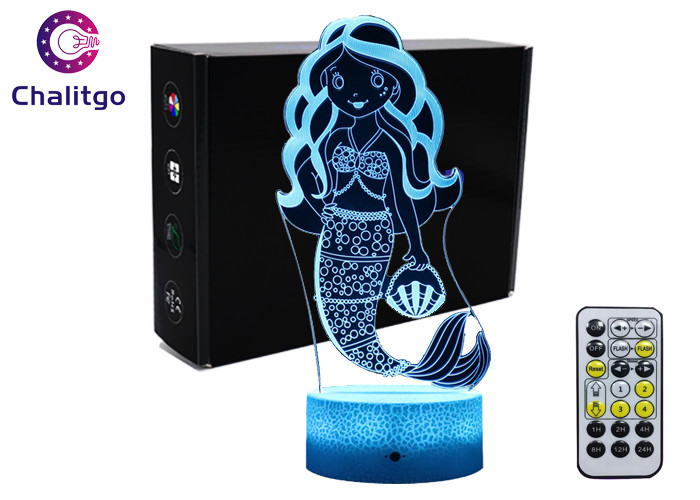 China Mermaid 3D Night Light Table Lamp , Glass Illusions Lamps For Girls Decoration wholesale