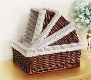 China Hand Woven Decoration Organizer Rattan Willow Wicker Cutlery Fruit Storage Tray Home Decoractions Win Boxes basket wholesale