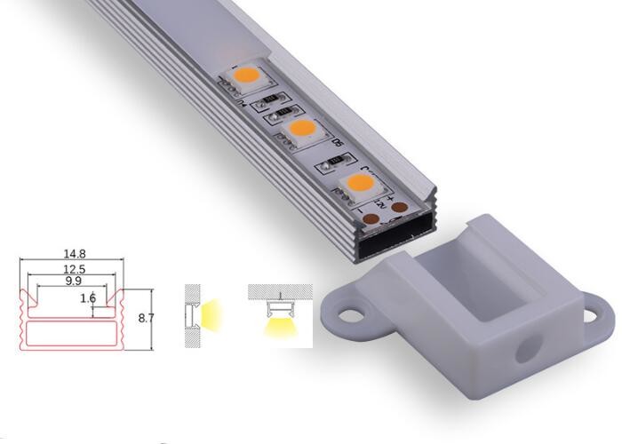 China Opal Matte Led Aluminium Extrusion Profiles Indoor Lighting With End Caps Clips on sale