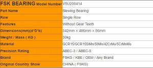China 50Mn Material VLU / VLA / VLI / VSA / VSI / VSU / VSU200414 Slewing Ring Bearing wholesale