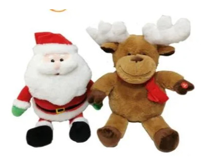 30CM Glow up Christmas Gift Plush Santa and Reindeer for 3+ Kids Play for sale