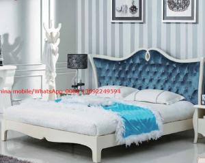 China Neoclassical design Luxury Furniture Fabric Upholstery headboard King Bed with Crystal Pull buckle Decoration wholesale