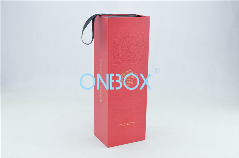 China Personalized Wine Packaging Boxes Foldable With Carrying Strip / Luxury Wine Gift Box on sale