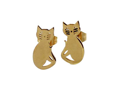 China Non - Deformation Small Stud Earrings , Stainless Steel Cat Earrings wholesale