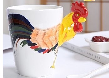 China Rooster 9cmx11cm Cafe Store 3D Ceramic Mugs wholesale