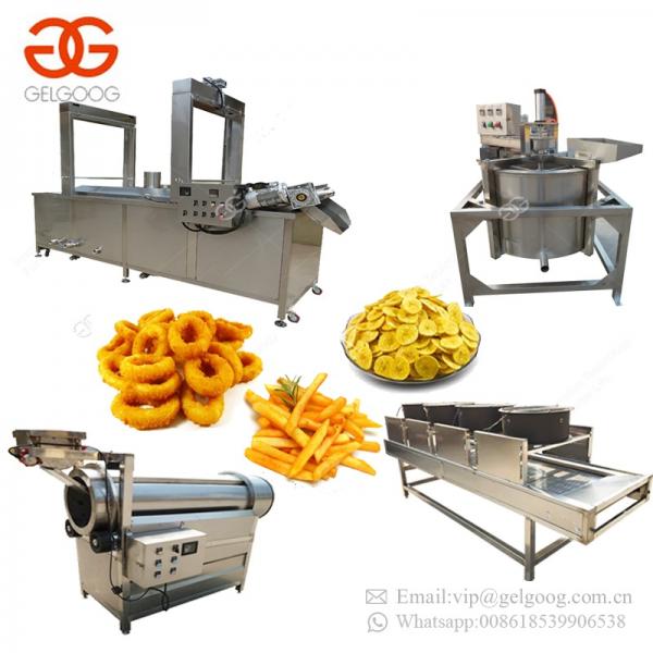 Automatic Pork Skin Fish Chicken Deep Frying Onion Rings Plantain Banana Production Line Potato Chips Conveyor Fryer Machine