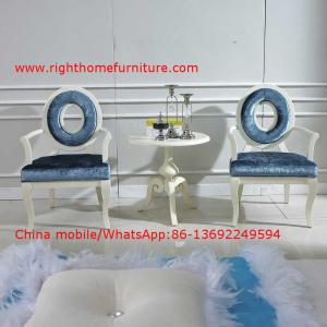 China Leisure fabric with white painting solid wood chair in Neoclassical design and cocktail end table wholesale