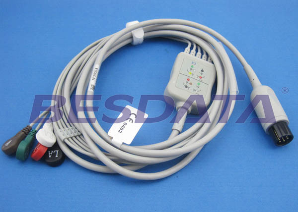 Quality 2.0m Gray ECG Patient Cable , Electrodes And Leads Round 6 PIN Connector for sale