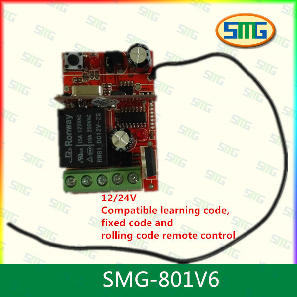 China SMG-801V6 DC 12V/24V 315MHz 1 Channel Universal Wireless Remote Control Receiver wholesale