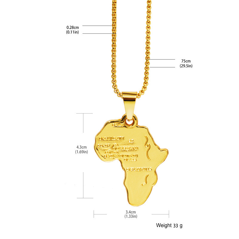 China New Design Fashion African Map Pendant Gold Pendants Necklace on sale