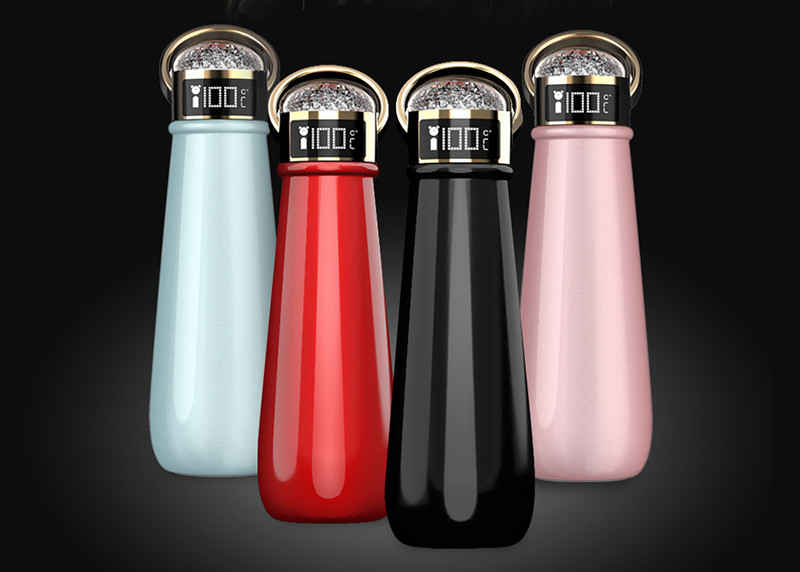 China EW-DD3 Crystal diamond LED thermos bottle luxury stainless steel life vacuum cup wholesale
