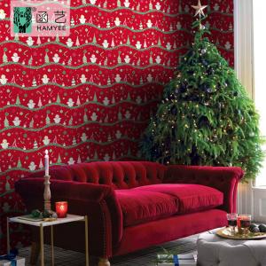 China Red Christmas Style Gift Decor 3d Wallpaper Roll Contact Paper wholesale