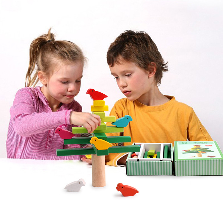 China Bird Balance Tree Wooden Blocks Toys Exercise Finger Educational for sale