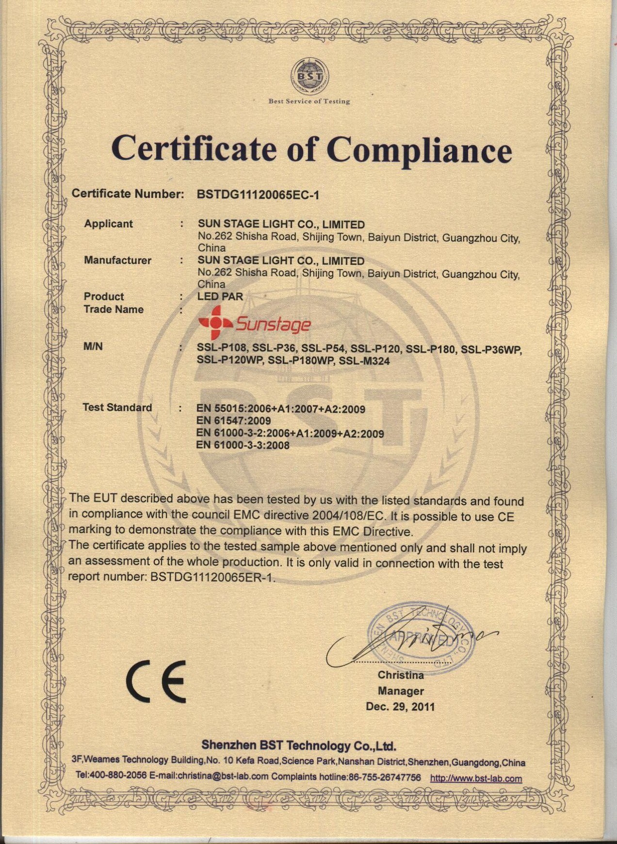 RAYELITE CO., LIMITED Certifications
