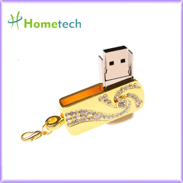 China Pendrive 32gb Pen Drive Memory Stick Gold Stainless Steel Rotary Key Chain 8gb 16gb wholesale