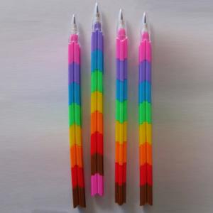 China Colorful Stacker Swap 8 Color Section Building Block Non-Sharpening Pencil multifunction Bullet pencil For Kids wholesale