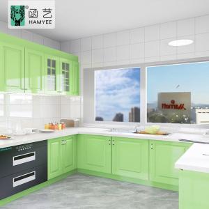 China Light Green Self Adhesive Waterproof PVC Wallpaper Sticker Oilproof For Kitchen Cabinet wholesale