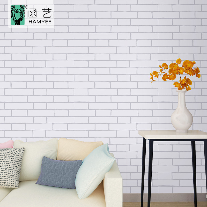 China Simple White Brick Wall Sticker 3D 0.45m*10m For Office TV background wholesale