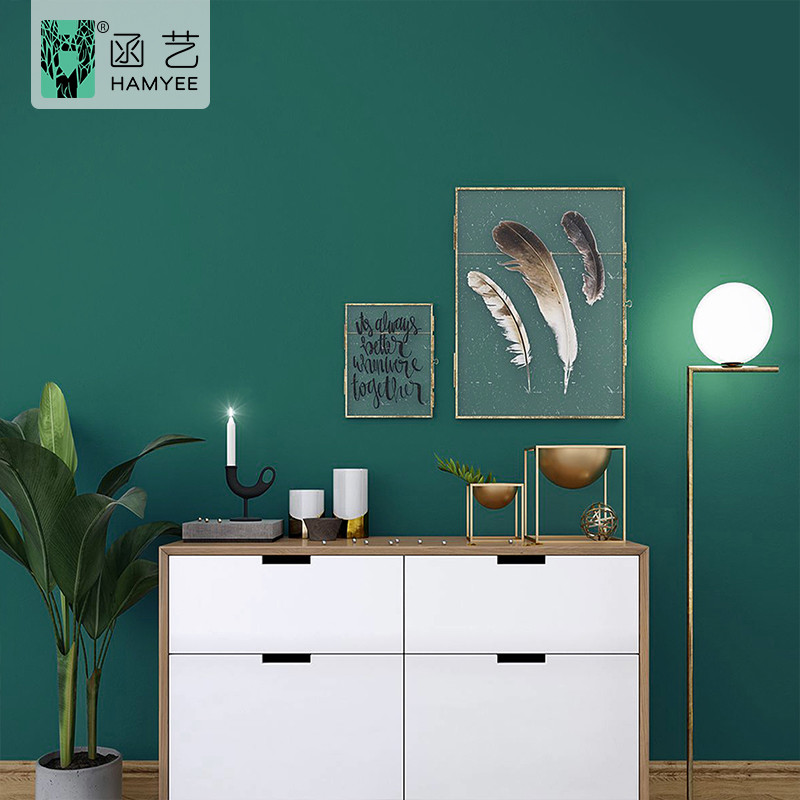 China Textured Vinyl Peel And Stick Wallpaper For Home Decor Dark Green Solid 0.12mm 0.18mm wholesale
