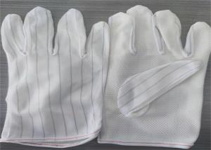China PU Palm Dot Plastic Stripe Esd Safe Gloves Polyester For Clean Room on sale