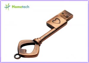 China Bronze Brass USB 2.0 Metal Heart Key Shape 16GB Flash Drive Pen Drive Memory Stick USB Flash Disk Thumb Drive wholesale