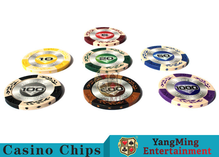 China 14g Custom Clay Poker Chips With Mette Sticker 3.4mm Thickness wholesale