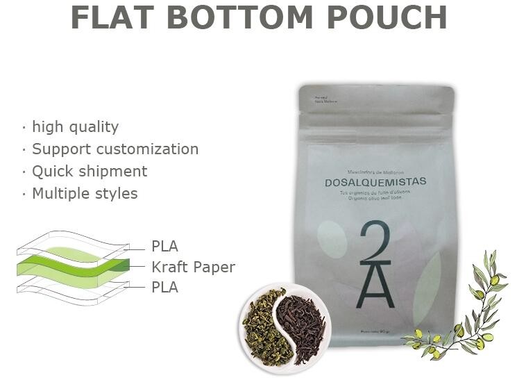 China Bagease Custom Printed Biodegradable Compostable Pla Kraft Paper Flat Bottom Luxury Coffee Beans Pouch Packaging Bags on sale