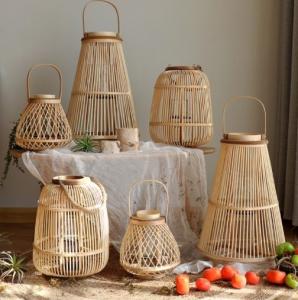 China Hot Sale Led Lantern Indoor And Outdoor Decoration Natural Handmade Rattan Weave Candle Holder wholesale
