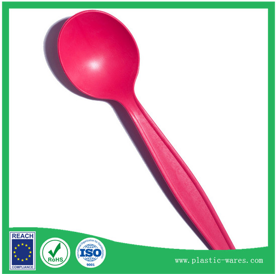 China Red color biodegradable corn starch spoons wholesale