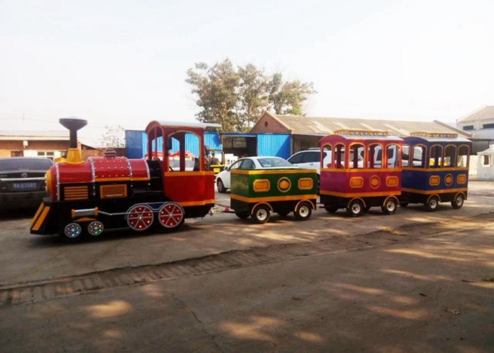 China Pollution Free Trackless Train Amusement Ride With Smoke Steam Spray Device wholesale