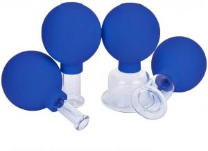 China 4Pcs/Set Blue Vacuum Cupping Cups PVC Head Glass Suction Body Massage Family Meridian Acupuncture on sale