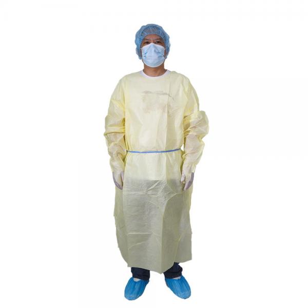 Quality SMMS Disposable Isolation Gown For Medical Short Front Long Back Thumb Loop for sale