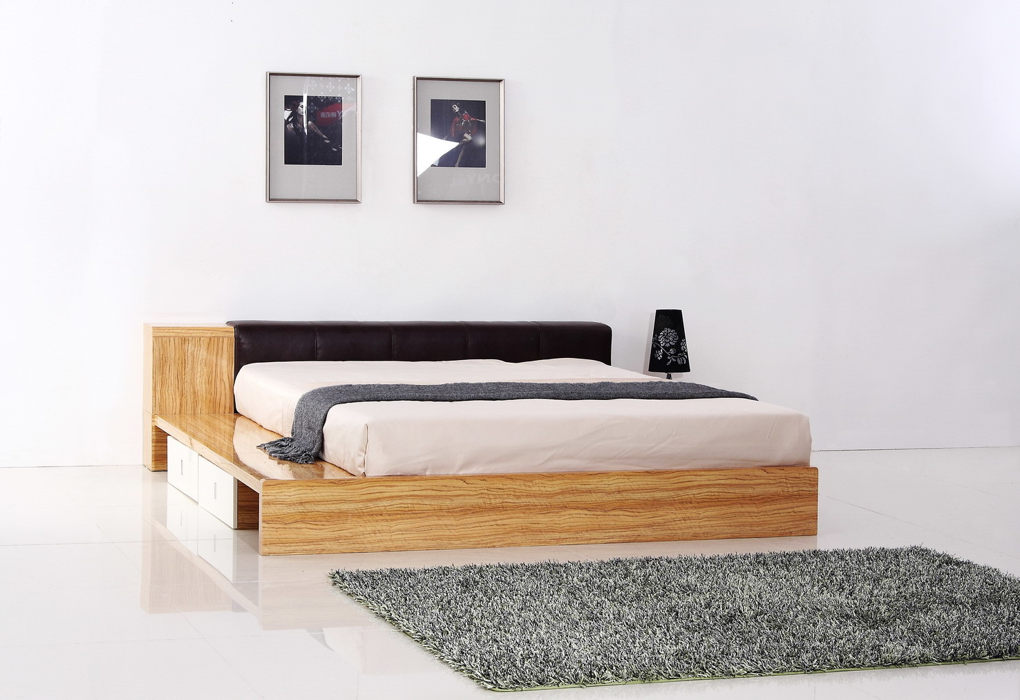 Modern bedroom furniture by MDF in glossy painting melamine board in bed