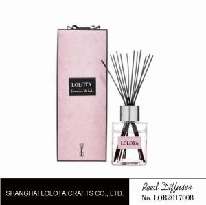China silver cap square bottle reed diffuser with ribbon pink folding box wholesale