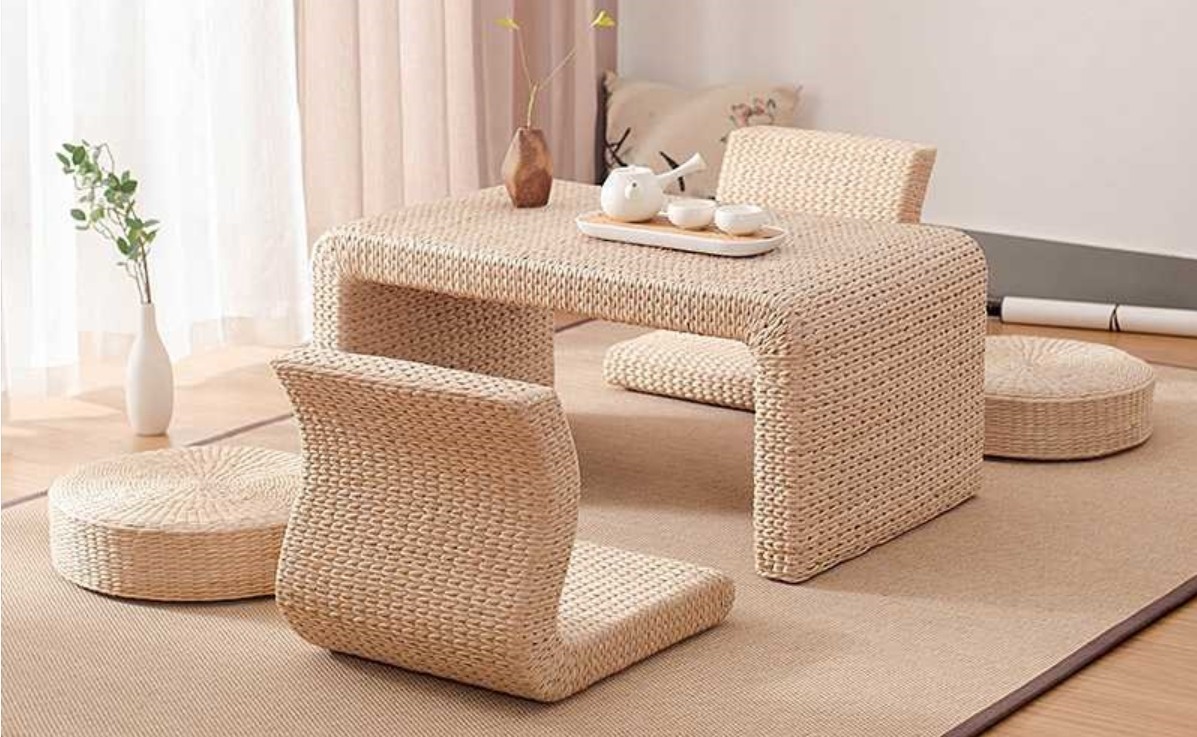 Buy cheap The Cane Makes Up Tea Table Natural Straw Woven Floor Table Natural fiber Window from wholesalers