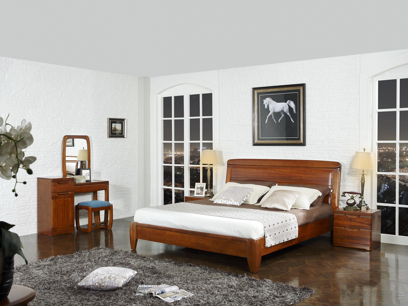 China New design Nanmu Solid wood Bedroom furniture set By ISO9001 and FSC china good factory to sell high end quality wholesale