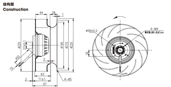 2760rpm External Rotor Motor Fan For Different Frequency Voltage