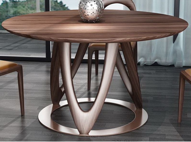 Buy cheap Nordic style Living room Furniture Walnut Wooden Circular Dining table in from wholesalers