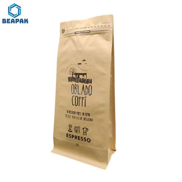 Quality Flat Bottom k Glossy 150g Brown Kraft Paper Coffee Bags for sale