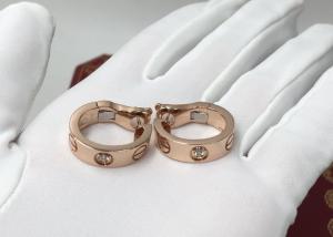 China Certified Cartier 18K Gold Diamond Earrings , Rose Gold Diamond Huggie Earrings wholesale