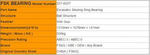 China Gear 227-6037 Excavator Slewing Ring Bearings Spare Part wholesale