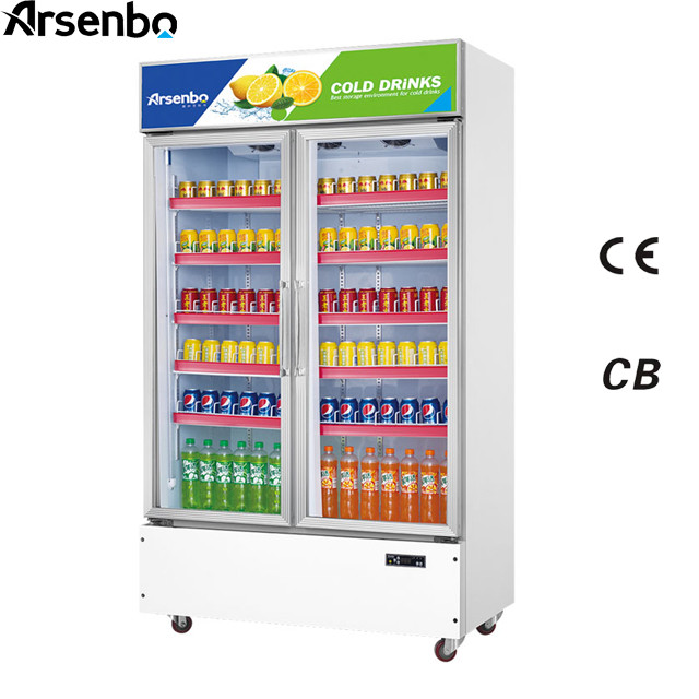 China Arsenbo Practical Commercial Beverage Refrigerator With 2 Glass Door wholesale