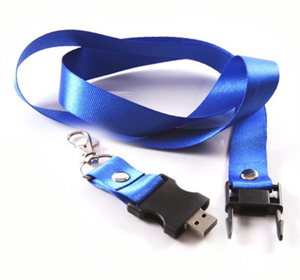 Advertising Blue Lanyard USB Stick 16gb Customized Flash Memory Drive for engineer / designer