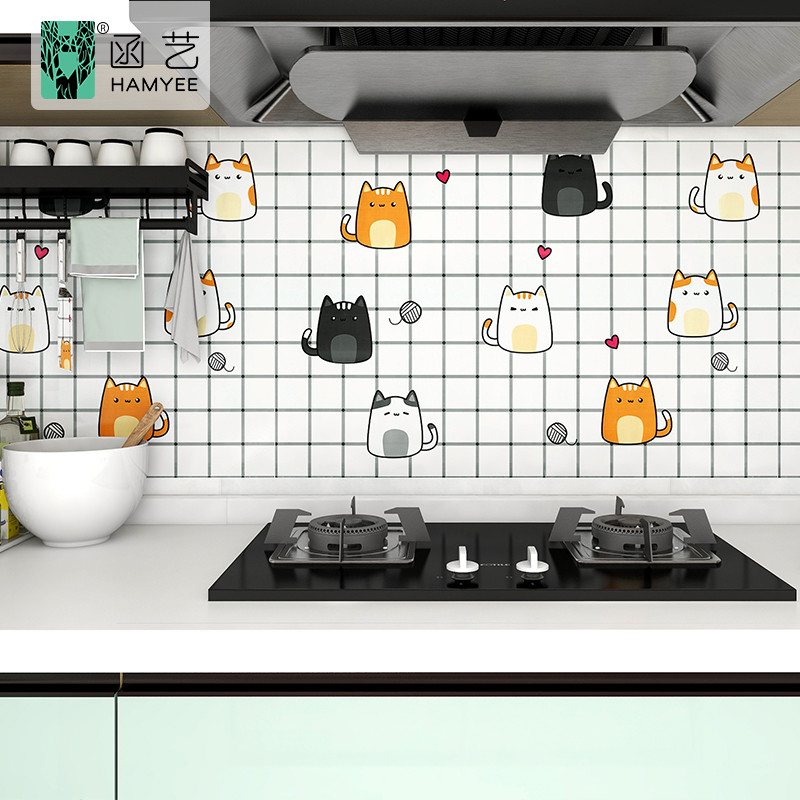 China Pvc Cute Cat Waterproof Kitchen Wallpaper Vinyl Self Adhesive For Home Decor wholesale