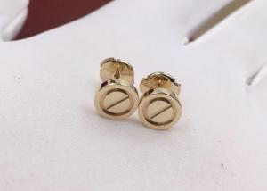China Minimalist Handmade No Diamond 18k Gold Stud Earrings For Birthday Gift wholesale