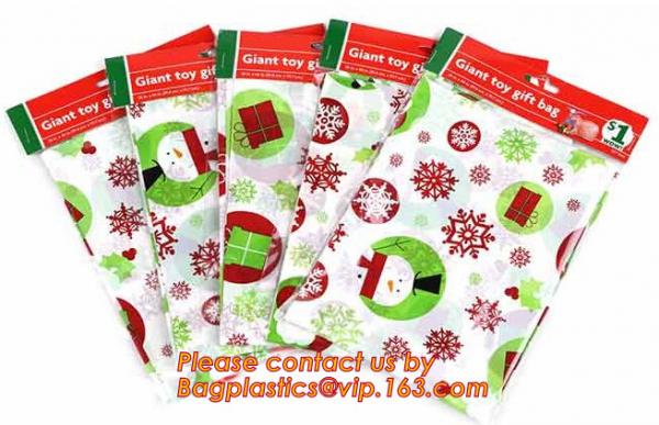 Christmas Designs Gift Bags Plastic Poly Bag Jumbo/Giant/XLarge with Tag,giant plastic christmas gift bags for big gifts